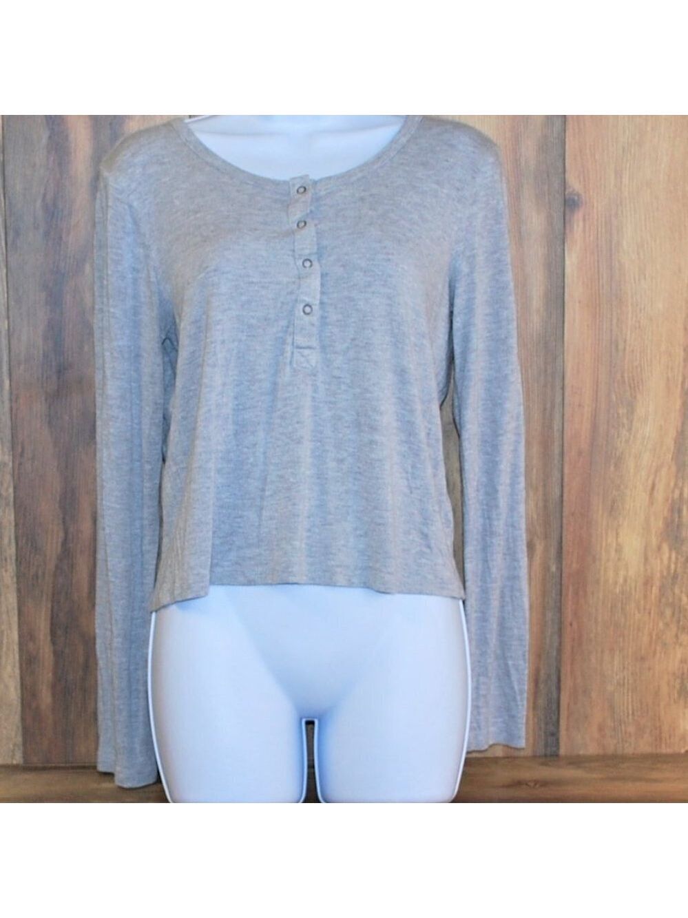 Fitz & Eddi Buckle Long Sleeve Button Up Blouse Shirt Gray Small